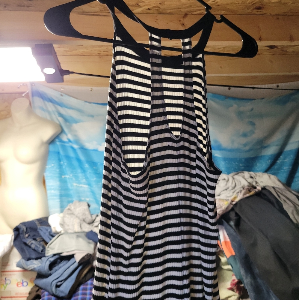 Vans Skater Dress Black & White Striped Midi Length Women's Size Medium - Picture 2 of 4